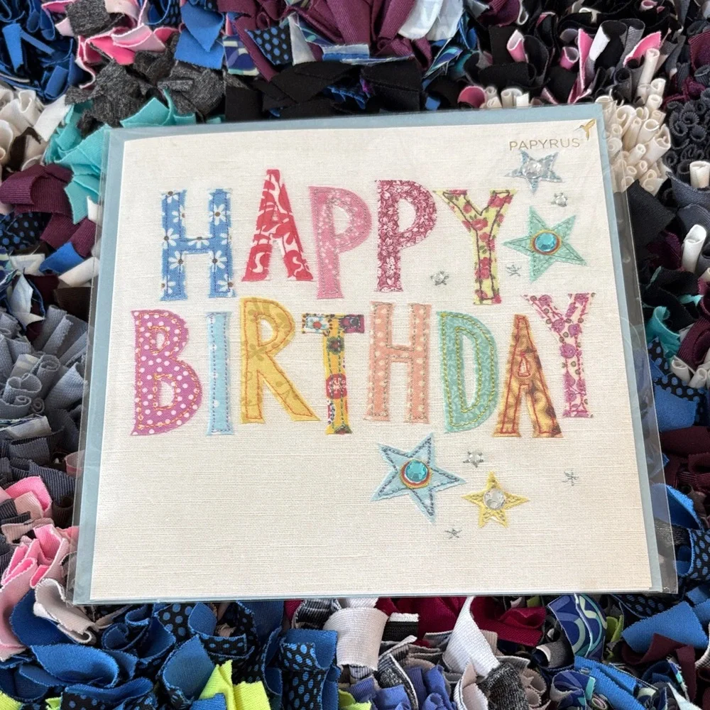 🆕Papyrus Fabric Embroidered Birthday Greeting Card